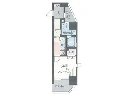 ザ・パーククロス藤沢(1K/7階)の間取り写真