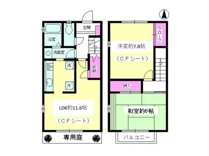 デルニエB棟(2LDK)の間取り写真