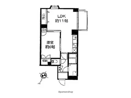 コスモリード横浜反町(1LDK/2階)の間取り写真