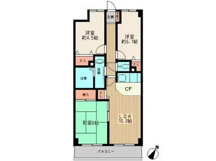 グランドゥール相模(3LDK/1階)の間取り写真