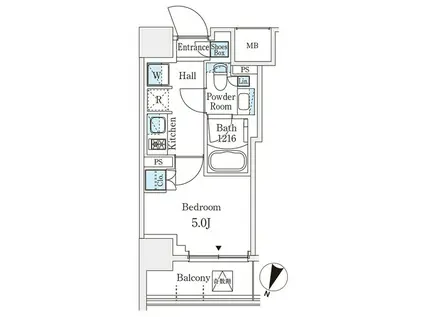 パークアクシス横浜阪東橋(1K/3階)の間取り写真