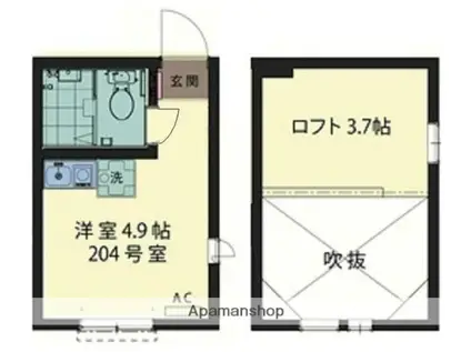 SPIANO二俣川(ワンルーム/2階)の間取り写真