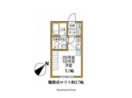 ハーミットクラブハウス霞ヶ丘(ワンルーム/1階)の間取り写真