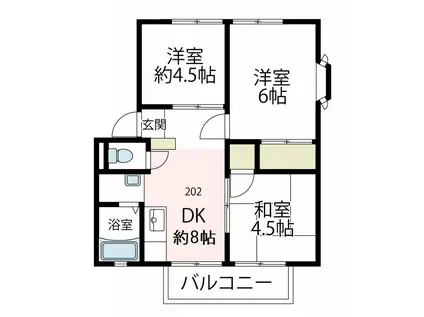 昭英ハイツ B(3DK/2階)の間取り写真