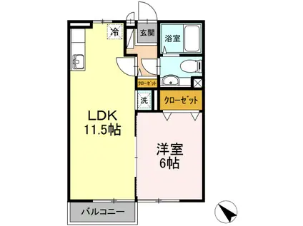 セピアコート(1LDK/2階)の間取り写真