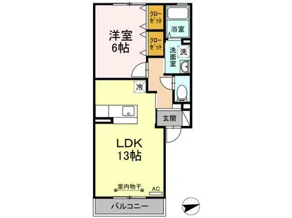 プリーマヴェールB(1LDK/2階)の間取り写真