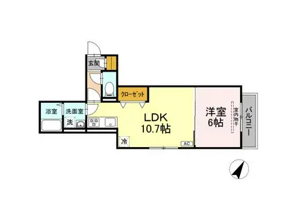 エスポワール南太田(1LDK/3階)の間取り写真