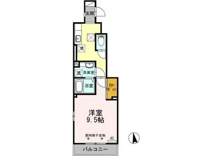 シャルムA(1K/1階)の間取り写真