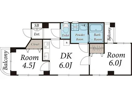 オラシオンⅠ(2DK/4階)の間取り写真
