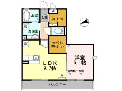 ミルフルール I棟(1LDK/3階)の間取り写真