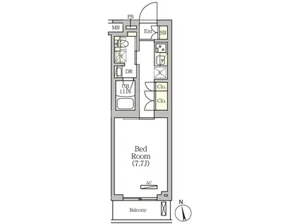 ARKMARK南品川(1K/4階)の間取り写真