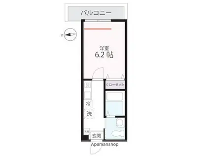 ハーミットクラブハウス横浜桜木町南(1K/1階)の間取り写真