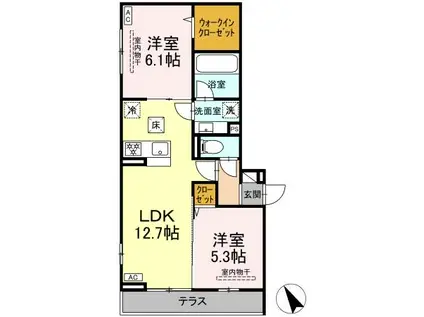 セントラーレ(2LDK/1階)の間取り写真