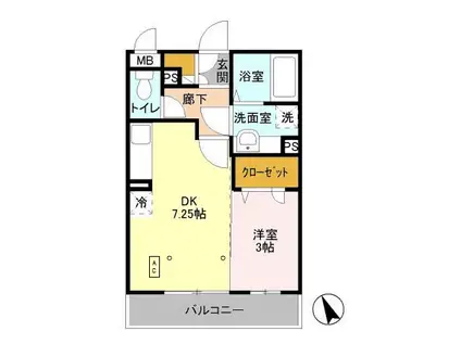 SPATIUM(1DK/3階)の間取り写真