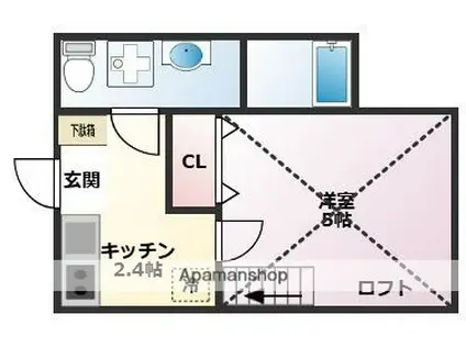 ワンズアヴェニール淵野辺(1K/1階)の間取り写真