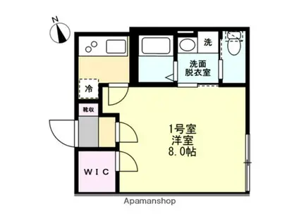ベイルームサザン茅ケ崎(1K/2階)の間取り写真