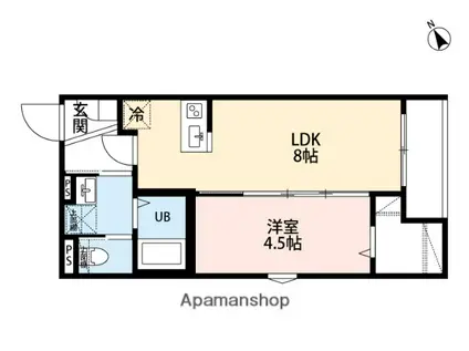 ラネージュ海老名(1LDK/1階)の間取り写真