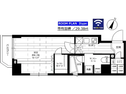 グランドコンシェルジュ大森本町2アジールコート(1K/2階)の間取り写真