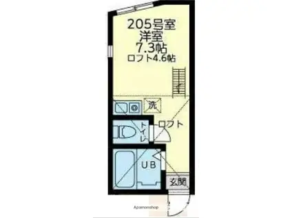 ユナイト横浜カッシーナ(ワンルーム/2階)の間取り写真