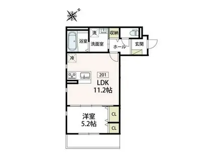 カーサ・ルピナス(1LDK/2階)の間取り写真