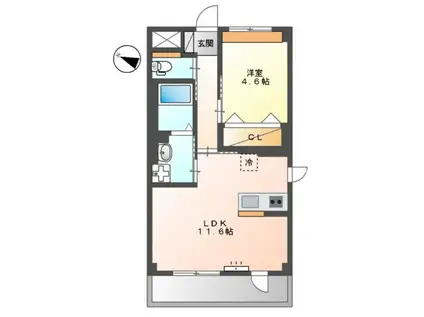 ATB松之内(1LDK/3階)の間取り写真
