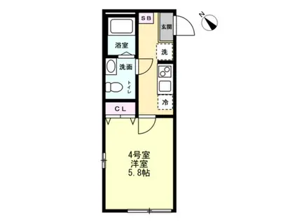 アルファ井土ヶ谷(1K/1階)の間取り写真