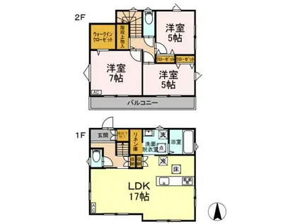 小田急電鉄小田原線 愛甲石田駅 徒歩24分 2階建 新築(3LDK)の間取り写真