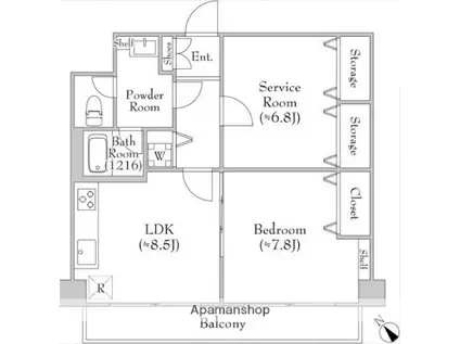 TRAVALORE淵野辺(1SLDK/3階)の間取り写真
