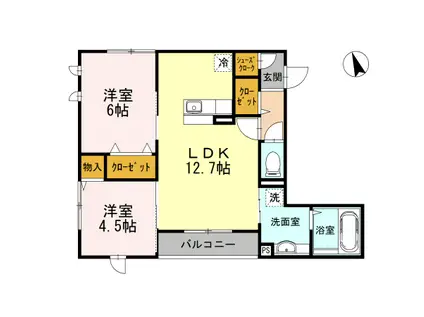 ジャルディネットK(2LDK/2階)の間取り写真