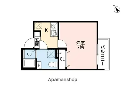 羽沢ヒルズ(1K/3階)の間取り写真