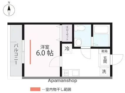 QUIET CRAB HOUSE MIX鎌倉(1K/3階)の間取り写真