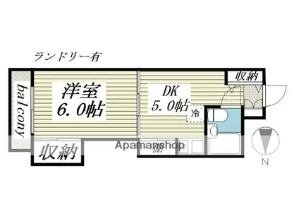 ブルーリーフ・K(1DK/4階)の間取り写真