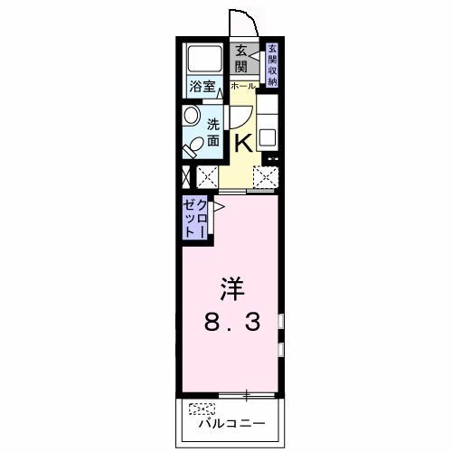リブェールSHINOⅢ(1K/3階)の間取り写真