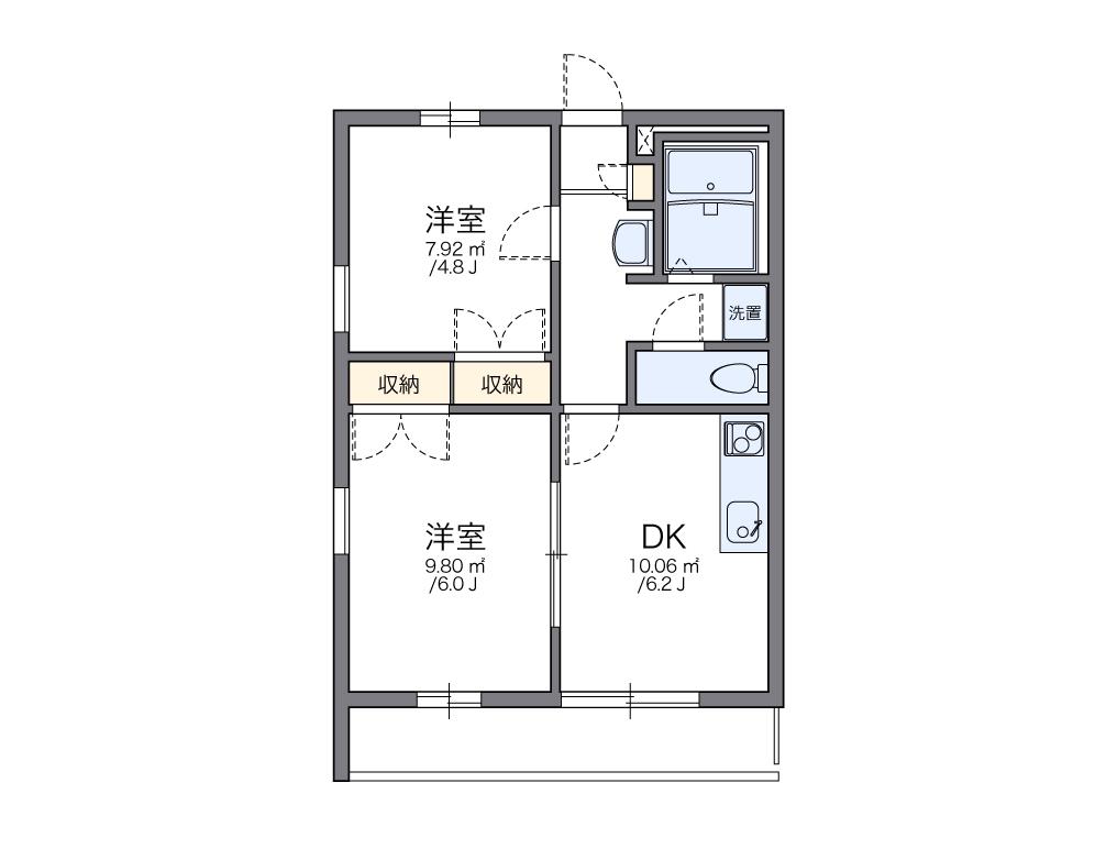 レオパレスIZUMI Ⅰ(2DK/3階)の間取り写真