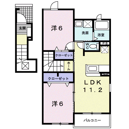 ショコラⅢ(2LDK/2階)の間取り写真