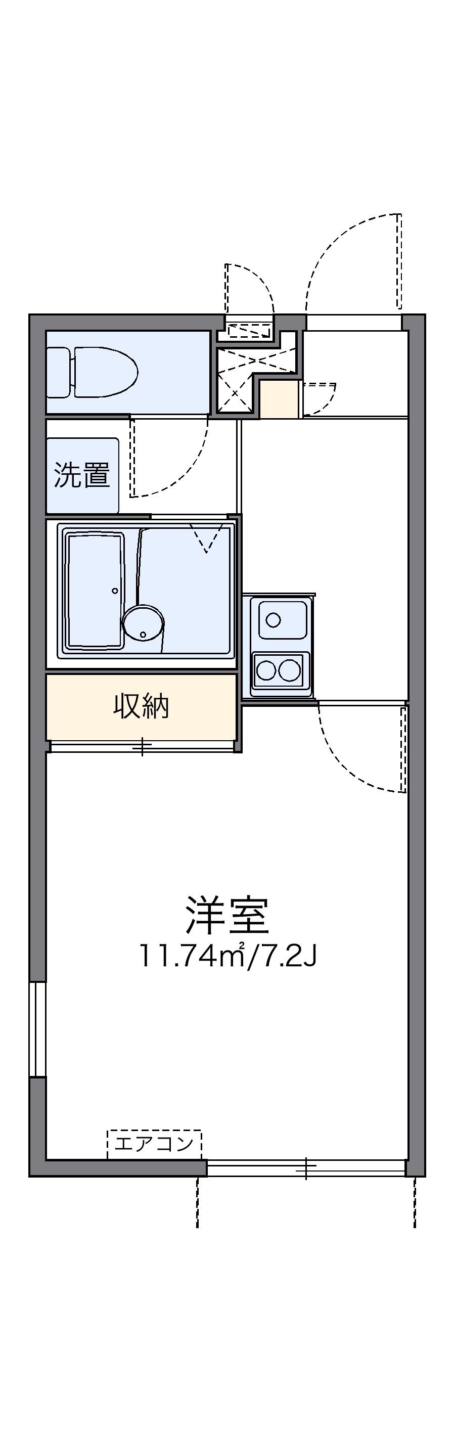 レオパレスオリーブⅢ(1K/1階)の間取り写真