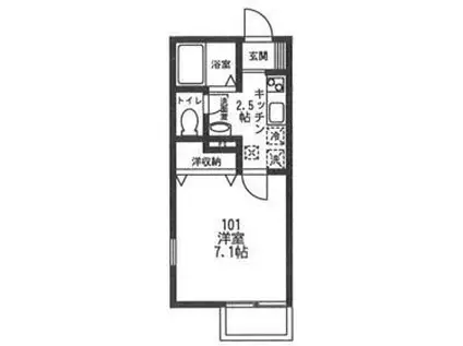 グリーンカーサ F(1K/1階)の間取り写真