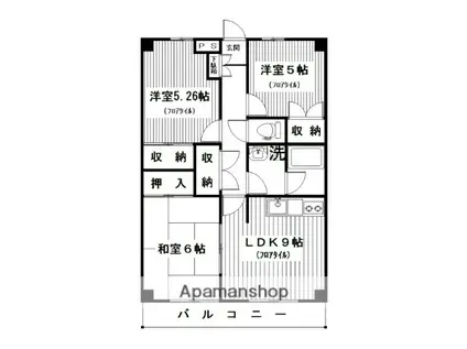 ソシエ綱島2(3LDK/3階)の間取り写真