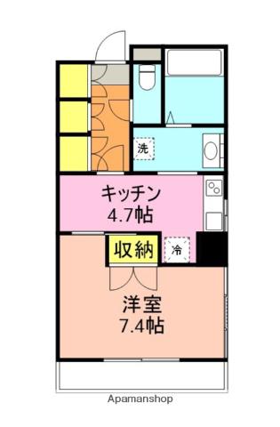 ラッテカルドA(1DK/4階)の間取り写真