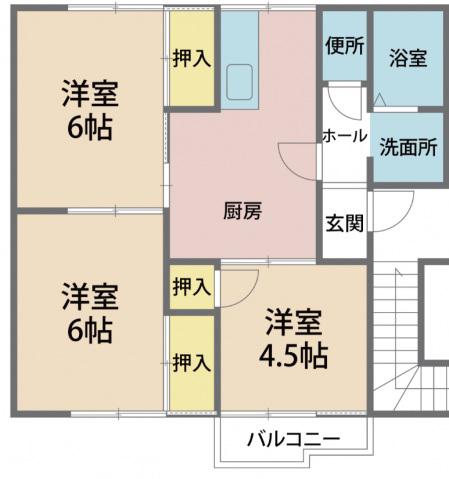 ポルシェ上矢部A棟(3K/1階)の間取り写真