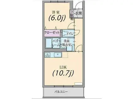 アルエット湘南(1LDK/2階)の間取り写真