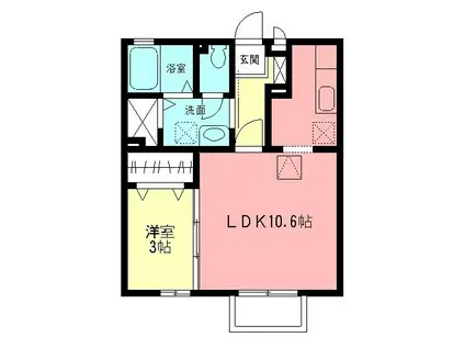 リヴェールⅡ(1LDK/1階)の間取り写真