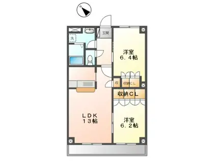 インマヌエル(2LDK/2階)の間取り写真