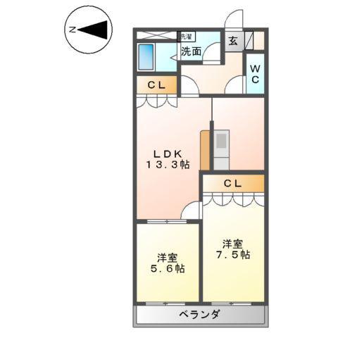 ソレジオ湘南(2LDK/2階)の間取り写真