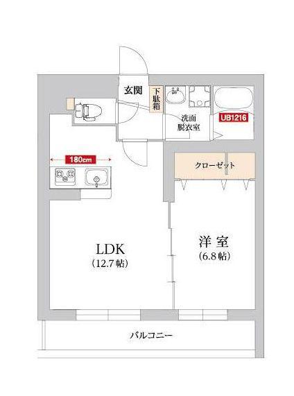 トレリッシュ湘南(1LDK/2階)の間取り写真