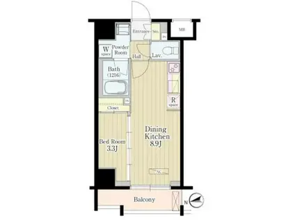 山手線 五反田駅 徒歩5分 12階建 築8年(1LDK/6階)の間取り写真