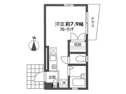 ヒルズ元町(ワンルーム/1階)の間取り写真