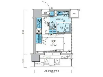 リヴシティ横濱新川町弐番館(1K/9階)の間取り写真