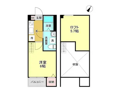 BUENA VIDA(1K/1階)の間取り写真