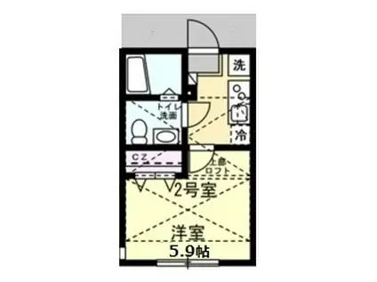 ベイルーム滝頭(1K/2階)の間取り写真